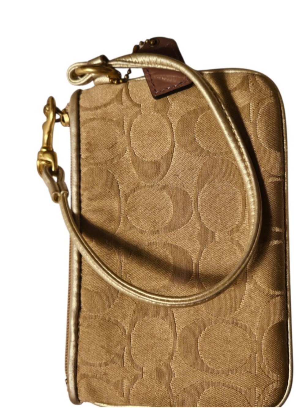 Coach Gold Poppy Logo Wristlet One Size Gold Blue - Picture 6 of 13